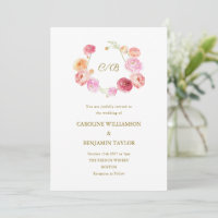 Elegant Wedding Watercolor Ranunculus Floral Pink