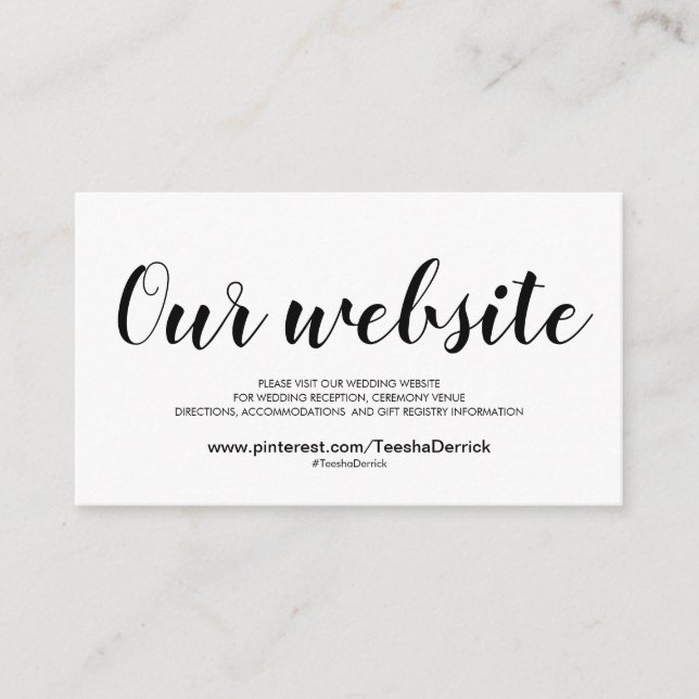 Elegant Wedding Website Details Enclosure Card (Front)
