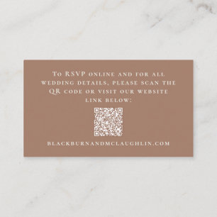 Elegant Wedding Website RSVP QR Code Mocha Brown Enclosure Card