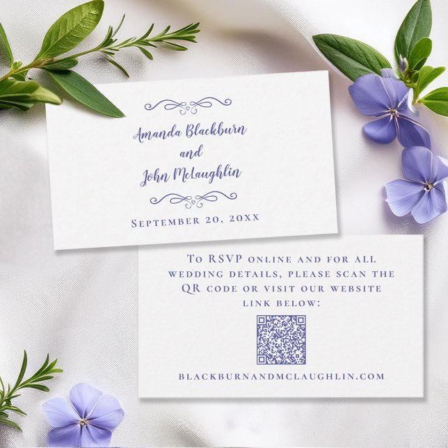 Elegant Wedding Website RSVP QR Code Periwinkle Enclosure Card (Elegant Wedding Website RSVP QR Code Periwinkle Enclosure Card)