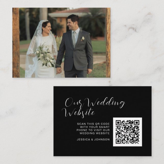 Elegant Wedding Website | RSVP QR Code Photo Enclosure Card (Front/Back)