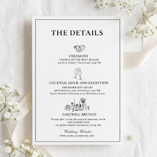Elegant Wedding Weekend Details Timeline Enclosure Card
