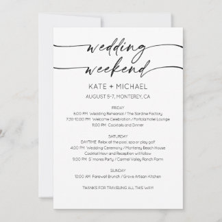 Elegant Wedding Weekend Itinerary Invitation