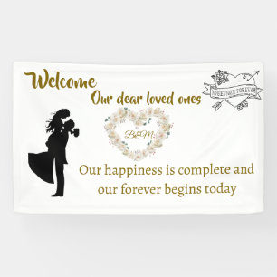 Elegant Wedding Welcome Banner – "Our Forever Begi
