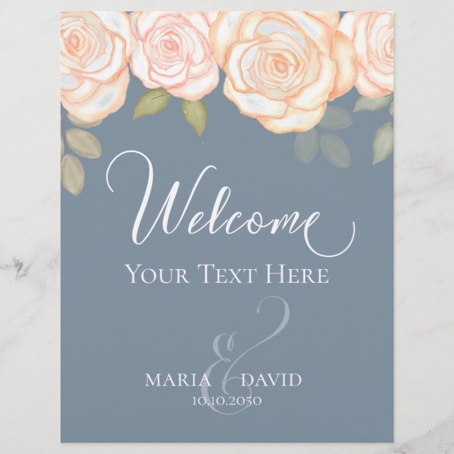 Elegant Wedding Welcome Create Your Own Dusty Blue Flyer (Front)