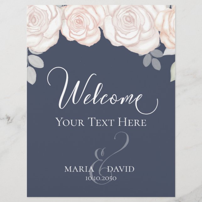 Elegant Wedding Welcome Create Your Own Slate Blue Flyer (Front)