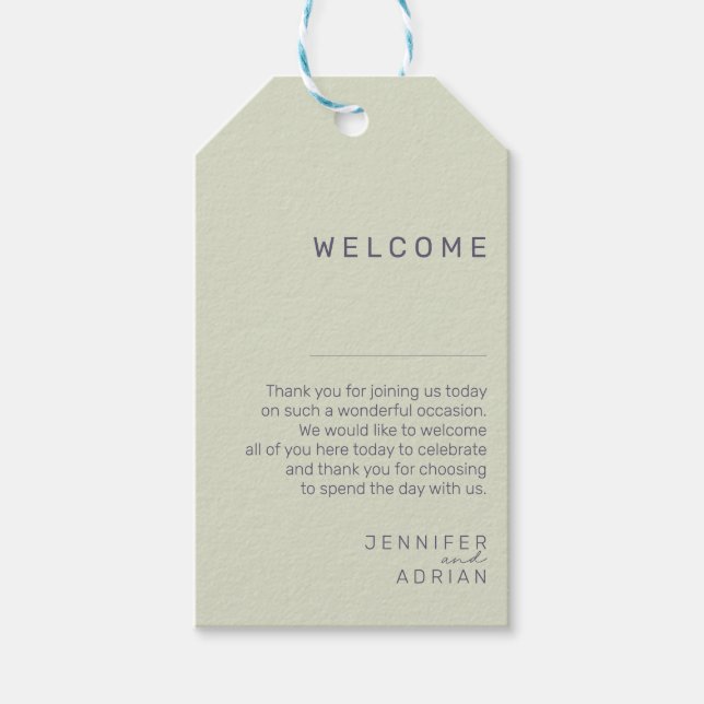 Elegant Wedding Welcome Gift Tags – Personalized (Front)