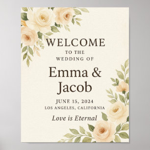 Elegant Wedding Welcome Sign – Floral Design