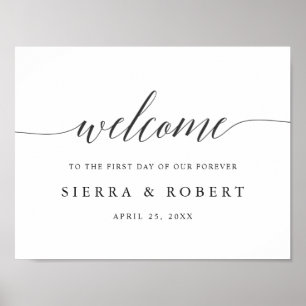 Elegant Wedding Welcome Sign with Black Script