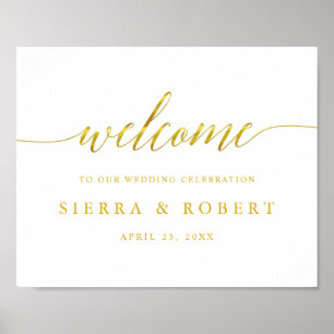 Elegant Wedding Welcome Sign with Faux Gold Script