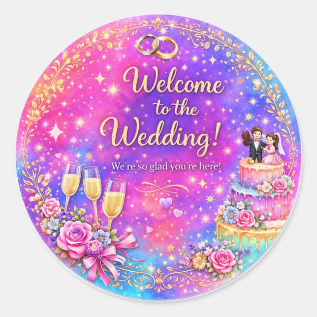 Elegant Wedding Welcome Sticker (Front)