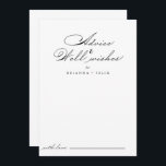 Elegant Wedding Well Wishes Advice Card<br><div class="desc">This elegant wedding well wishes advice card is perfect for a rustic wedding. The simple and stylish design features classic and fancy script typography in black and white. These cards are perfect for a wedding, bridal shower, baby shower, graduation party & more. Personalize the cards with the names of the...</div>