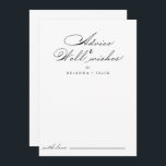 Elegant Wedding Well Wishes Advice Card<br><div class="desc">This elegant wedding well wishes advice card is perfect for a rustic wedding. The simple and stylish design features classic and fancy script typography in black and white. These cards are perfect for a wedding, bridal shower, baby shower, graduation party & more. Personalize the cards with the names of the...</div>
