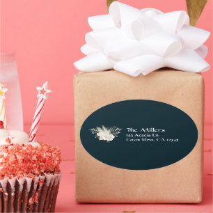 Elegant Wedding White Roses Return Address Label