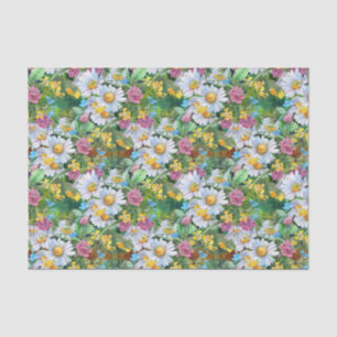 elegant Wedding wild flowers tiled pattern Tissue Paper