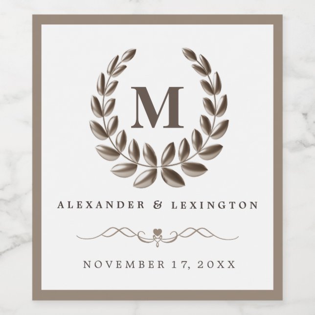 Elegant Wedding Wine Bottle Label (Single Label)