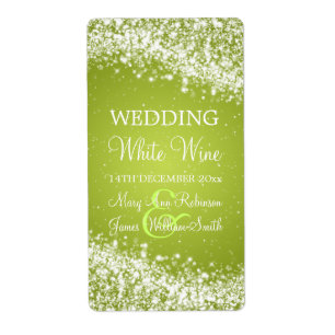 Elegant Wedding Wine Label Sparkling Wave Lime