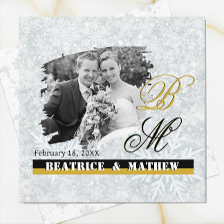 Elegant Wedding Winter Photo / Monogram Announcement