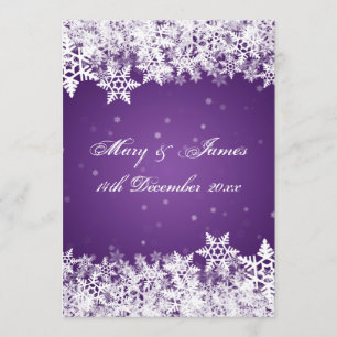 Elegant Wedding Winter Snowflakes Purple Invitation