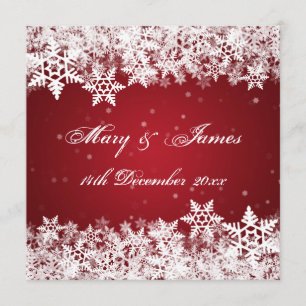 Elegant Wedding Winter Snowflakes Red Invitation