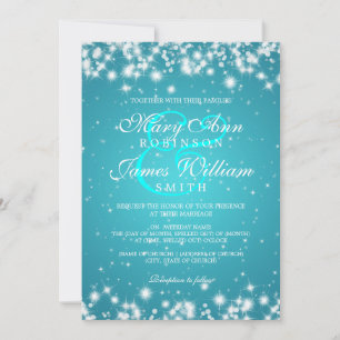 Elegant Wedding Winter Sparkle Turquoise Invitation