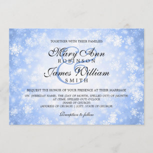 Elegant Wedding Winter Wonderland Sparkle Blue Invitation