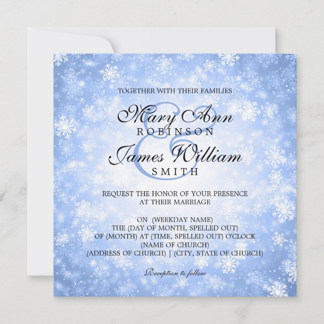 Elegant Wedding Winter Wonderland Sparkle Blue Invitation (Front)