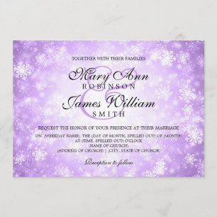 Elegant Wedding Winter Wonderland Sparkle Purple Invitation