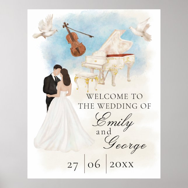Elegant Wedding with Bride & Groom| Piano | Violin Poster (Front)