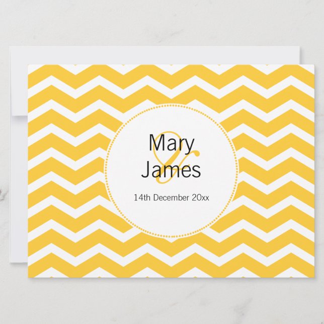 Elegant Wedding Yellow Chevron Pattern Invitation (Front)