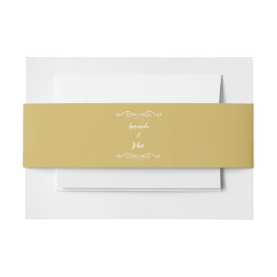 Elegant Weddings Calligraphy Classic Yellow Gold Invitation Belly Band