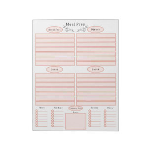 Elegant Weekly Meal Planner Shopping List Notepad