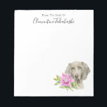 Elegant Weimaraner Dog Watercolor | Add Your Name Notepad<br><div class="desc">This is a watercolor painting of a Weimaraner dog and a pink lily. Weimaraner is a large dog that used to be bred for hunting. She has a beautiful silver or mouse-grey coat with blue eyes. This was hand painted on Arches hot pressed paper with Daniel Smith watercolor paints.</div>