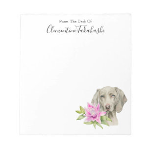 Elegant Weimaraner Dog Watercolor   Add Your Name Notepad