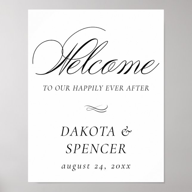 Elegant Welcome Black Calligraphy | Wedding Script Poster (Front)
