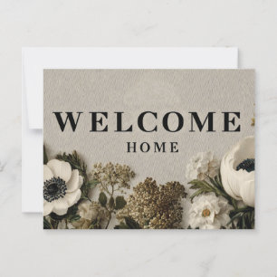 Elegant "Welcome Home" Greeting with Botanical Art Postcard