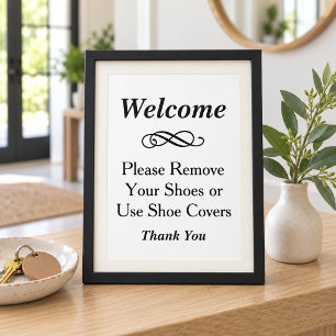 Elegant Welcome Remove Shoes Sign