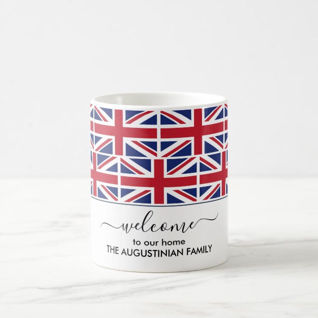 Elegant Welcome UNION JACK British FLAG Coffee Mug (Center)