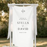 Elegant Welcome Wedding Monogram Decor Banner