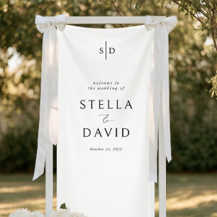 Elegant Welcome Wedding Monogram Decor Banner
