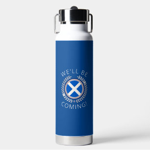 Elegant We'll Be Coming Scotland Flag Badge Ins Water Bottle