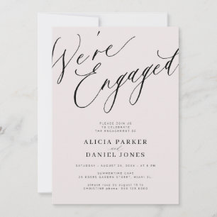 Elegant We're Engaged blush pink engagement party Invitation