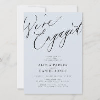 Elegant We're Engaged dusty blue engagement party