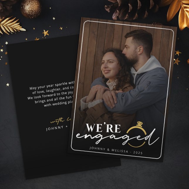 Elegant We're Engaged Photo Announcement Christmas (Creator Uploaded)