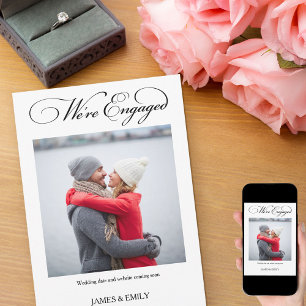 Elegant We're Engaged Script Photo Engagement Announcement