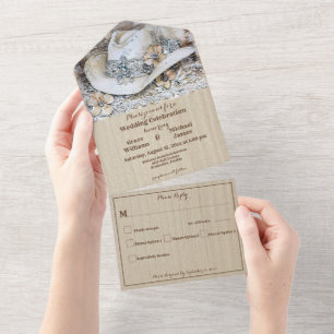 Elegant Western Boho Wedding All-In-One All In One Invitation
