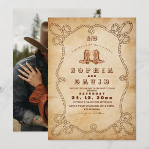 Elegant Western Cowboy Boots Wedding  Invitation
