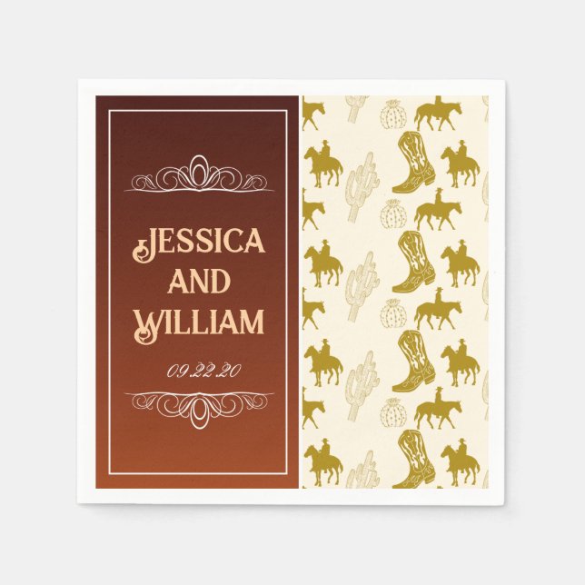 Elegant Western Desert Brown Wedding Napkin (Front)