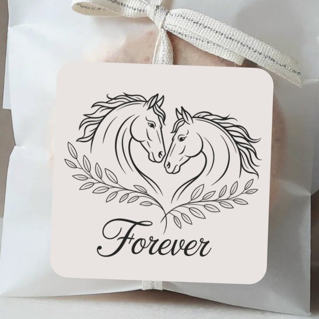 Elegant Western Horse Rustic Country Wedding Square Sticker (Creator Uploaded)