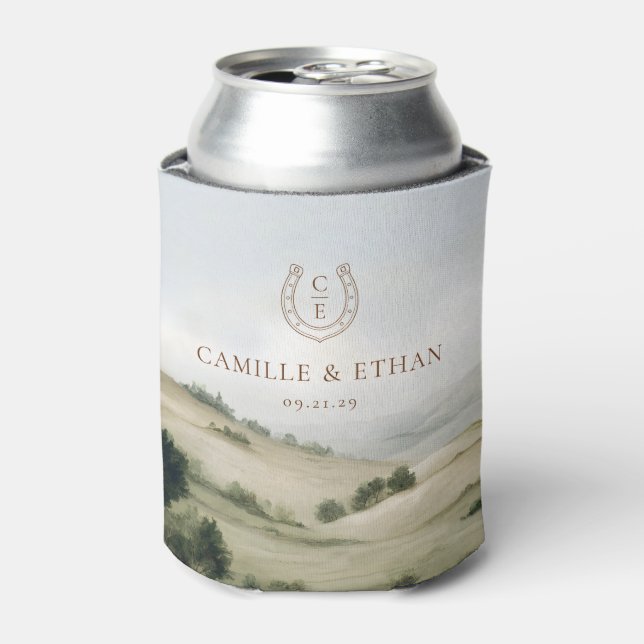 Elegant Western Ranch Wedding Favour Can Cooler (Can Front)